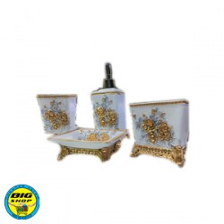 Ванный фарфоровый набор (Бело-золотого) цвета квадратный для зубных щеток и мыла. VN005